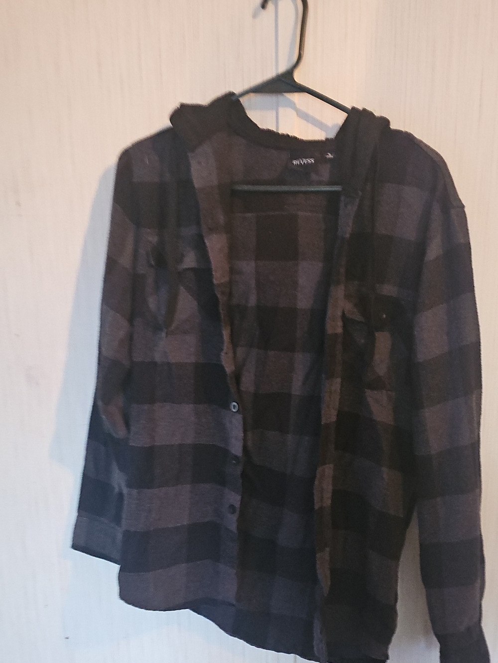 Black and Gray Plaid Hooded Men's Shirt Jacket